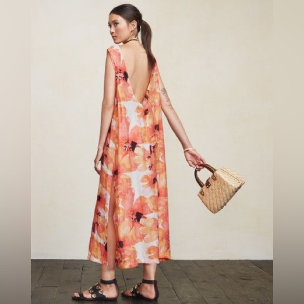 Reformation Sheer Floral Backless Midi Dress XS Sold Out